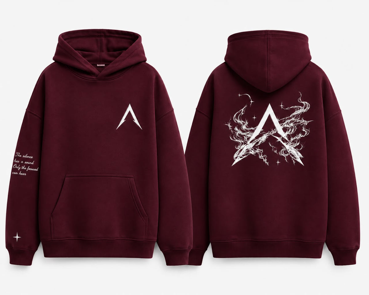 Burgundy / White Print Hoodie