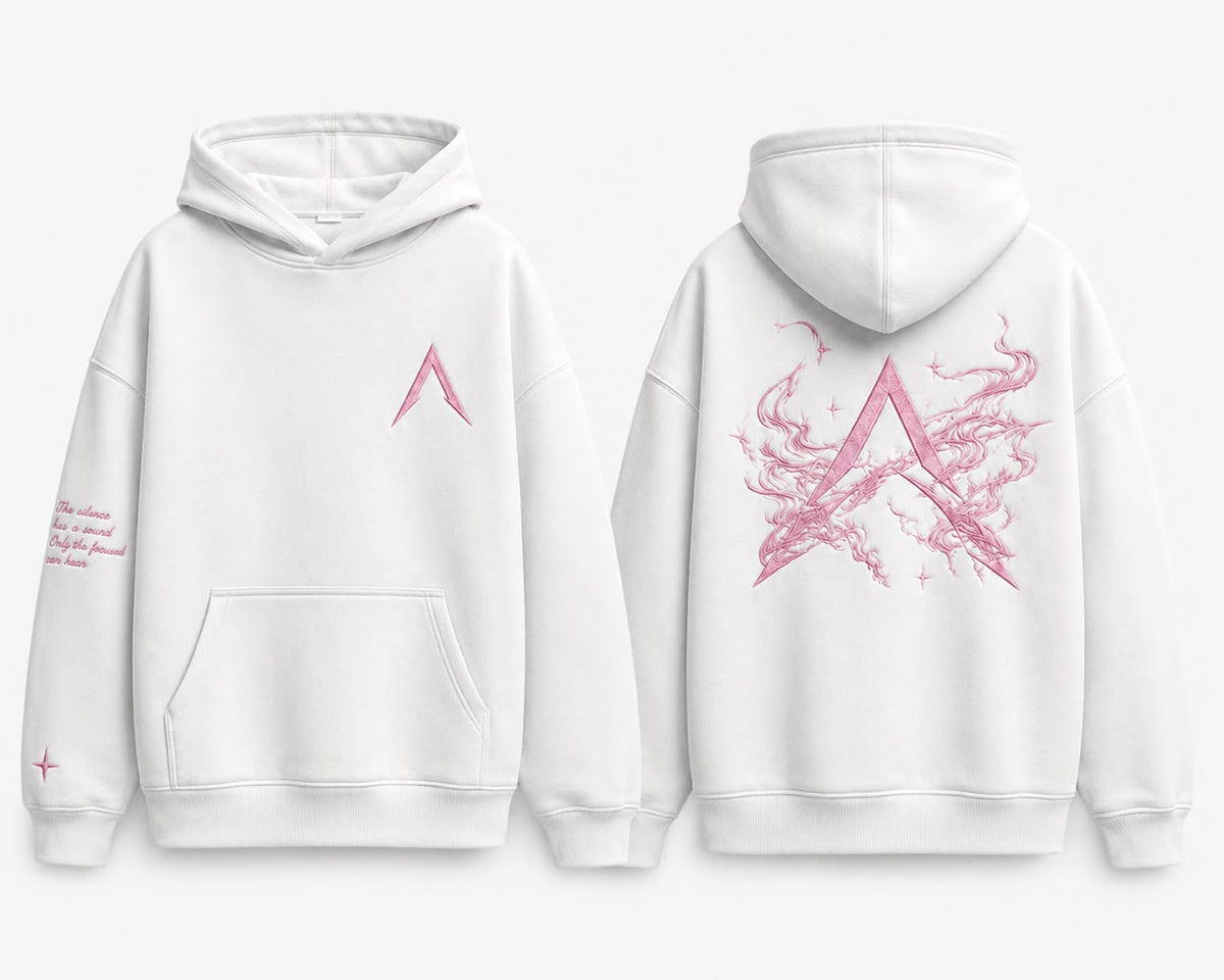 White / Pink Print Hoodie