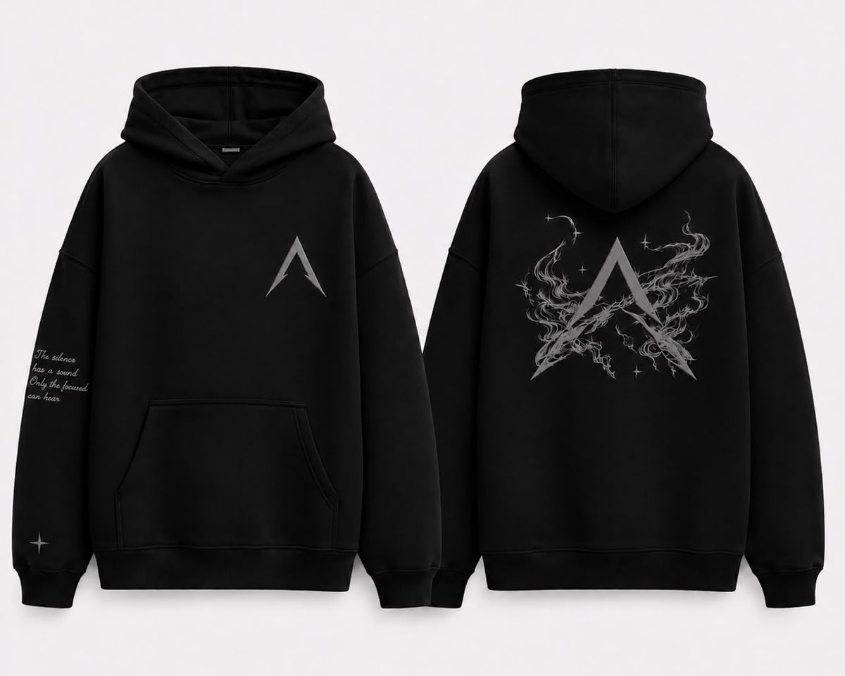 Black / Grey Print Hoodie